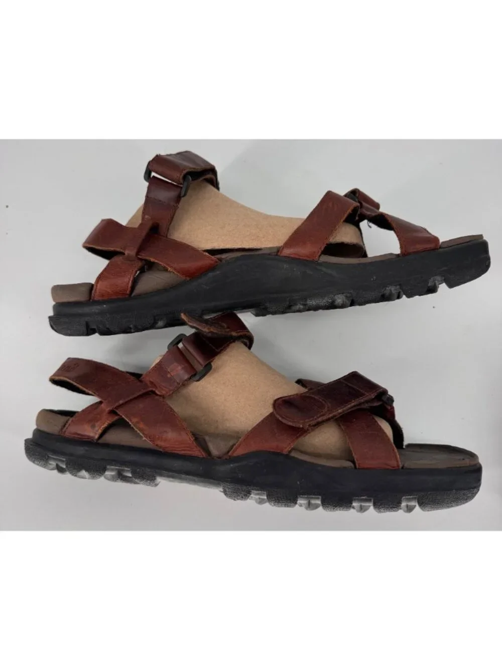 Timberland Vintage Brown Leather Sandals With Adjustable Straps Mens Size 13M